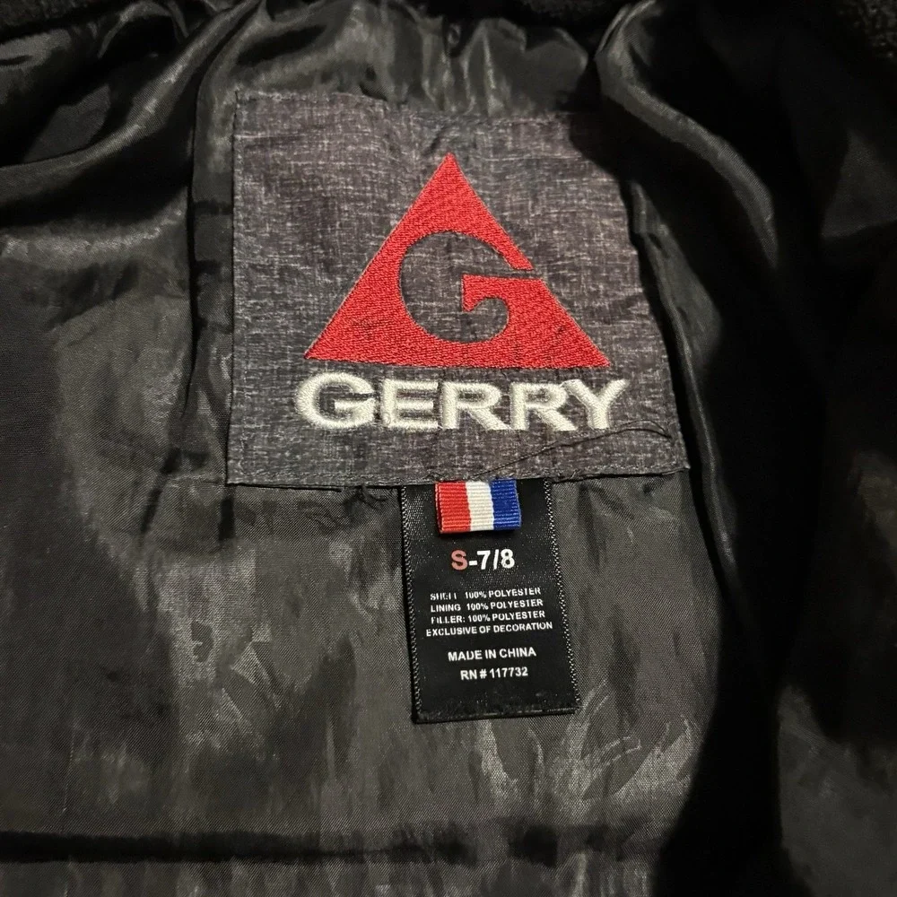 Gerry boys S 7-8 coat gray/black Quilted Winter Jacket zip high neck soft shell
